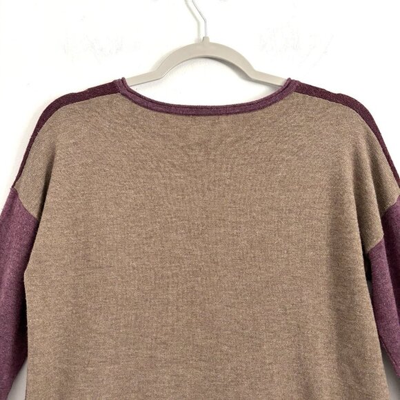 Smartwool Long Sleeve Colorblock Sweater in Argyle Purple Shadow Pine Tan Sz Med - Picture 9 of 10